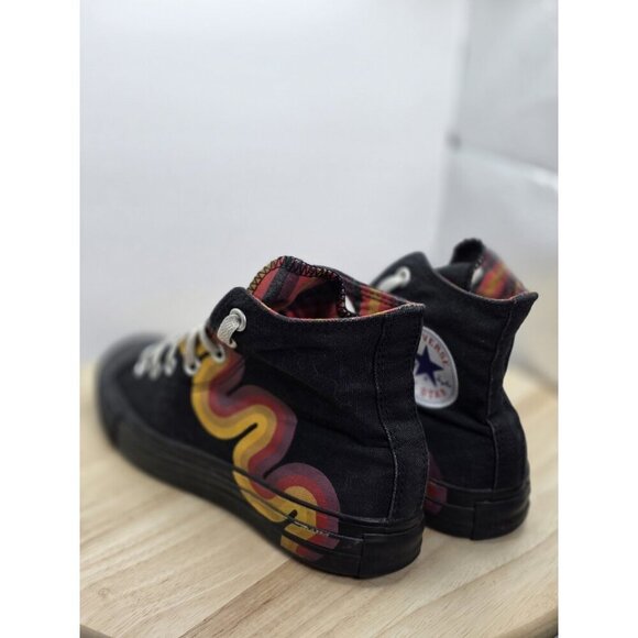Size 8 Womens- Converse Chuck Taylor All Star High Black with yellow/Red/purple - Picture 7 of 9